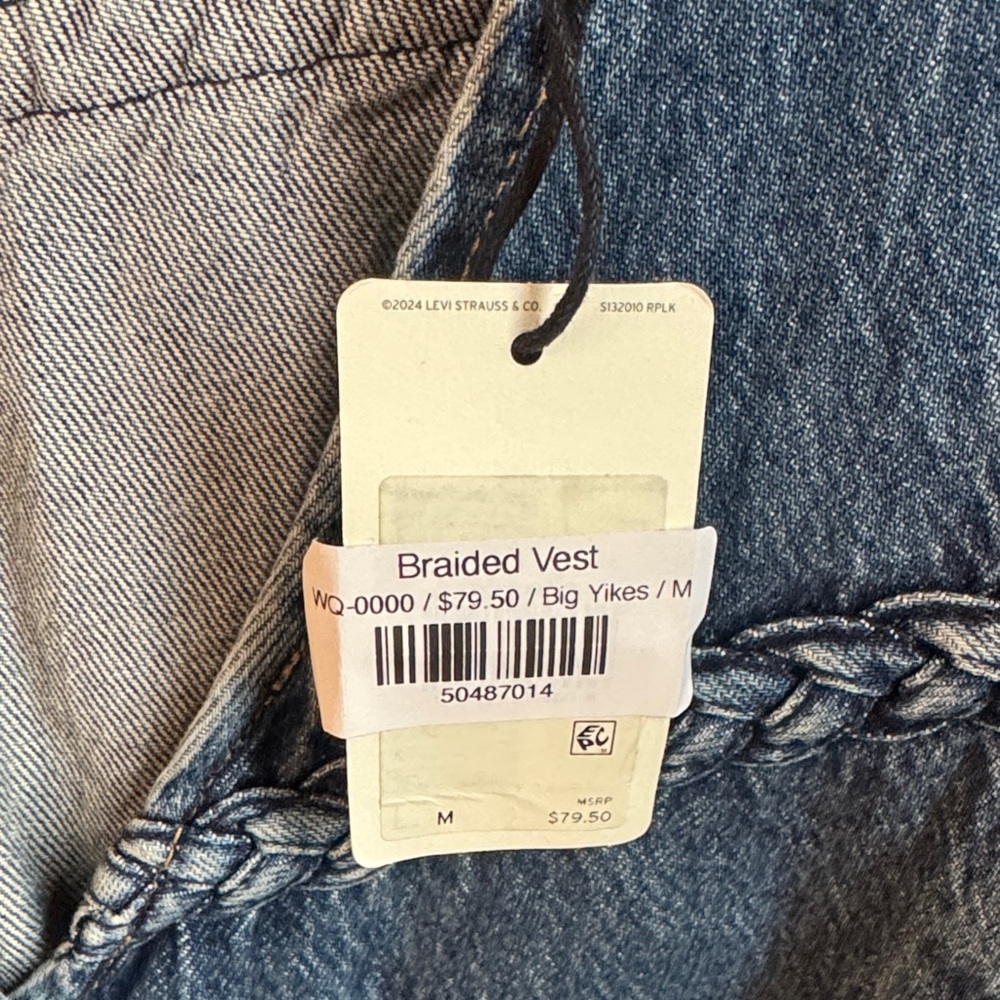 Levi Strauss & Co braided denim vest, nwt, size M - Picture 3 of 5